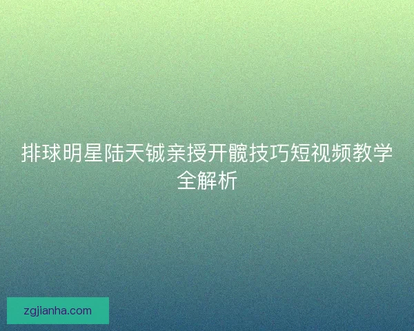排球明星陆天铖亲授开髋技巧短视频教学全解析